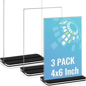 3 Pack 4x6 Inch Acrylic Sign Holders